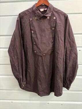 Shelbi Ranch Black grandad pullover popover Western shirt Large buffalo nickle